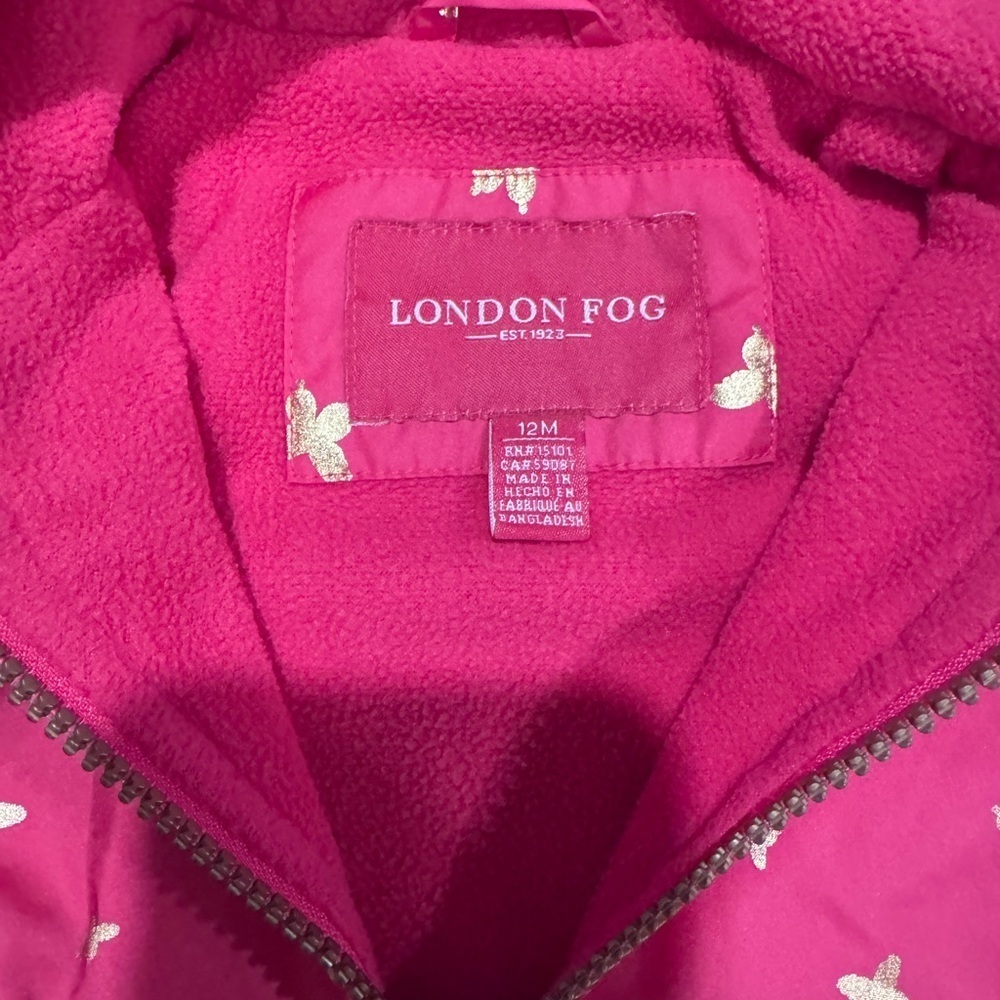 Baby Girl London Fog Pink Butterfly Jacket 12 Mos - Picture 3 of 5